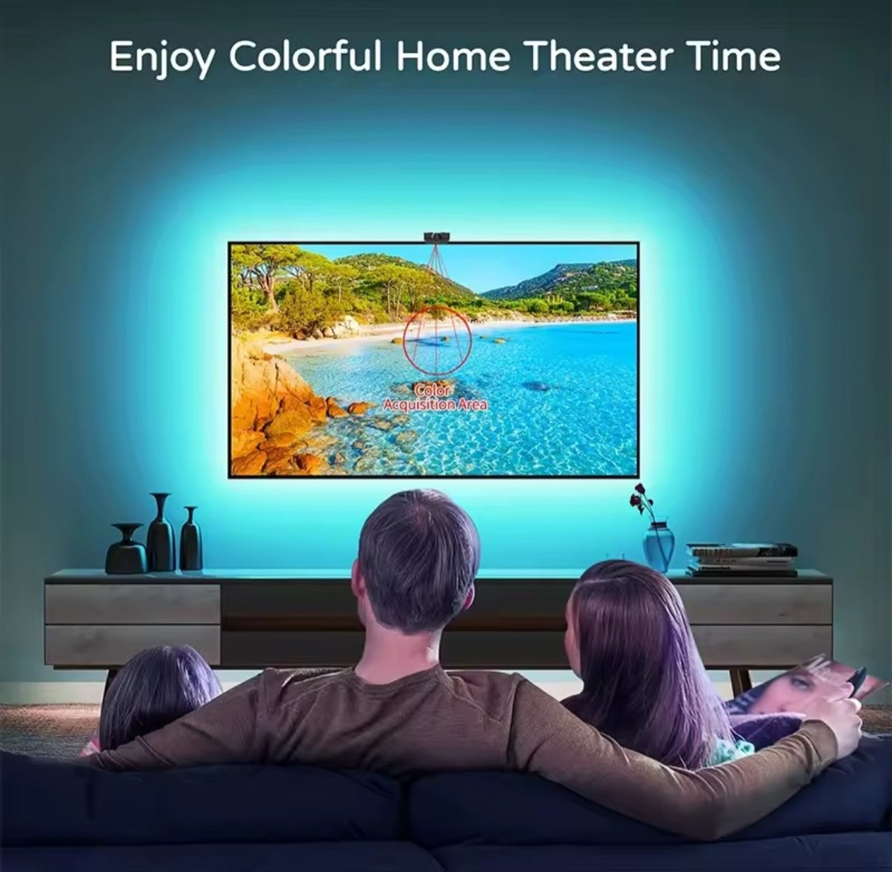 Smart RGBIC LED TV Backlight Strip with Camera, App Control, Music Sync, Smart Lights for Gaming Room Ambient Lighting Ideal for 55-65 inch Monitors