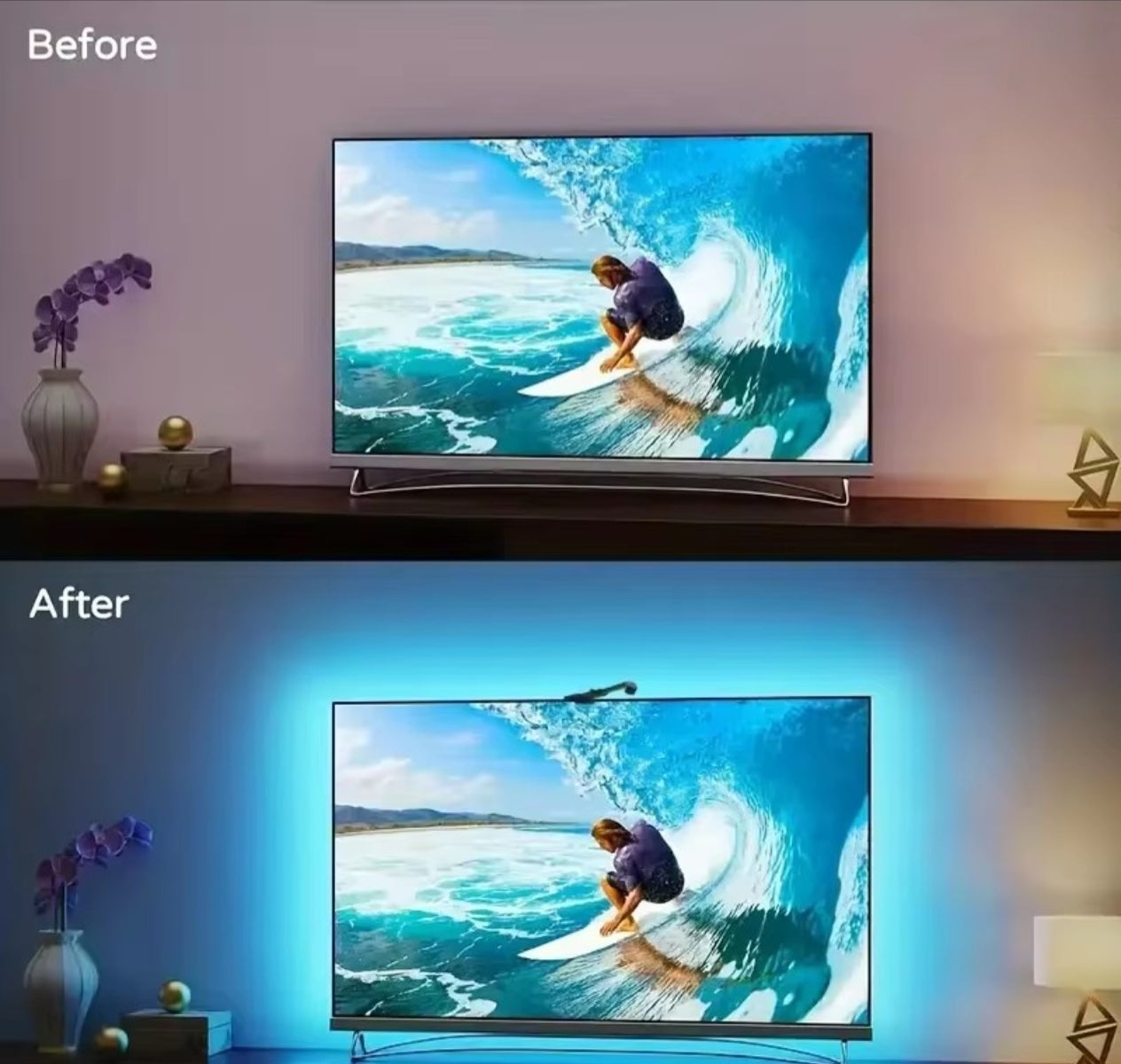 Smart RGBIC LED TV Backlight Strip with Camera, App Control, Music Sync, Smart Lights for Gaming Room Ambient Lighting Ideal for 55-65 inch Monitors